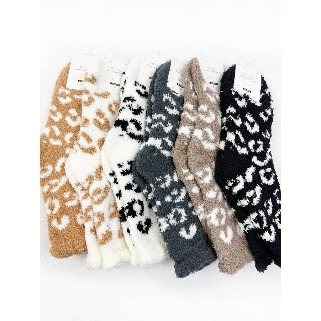 Fuzzy Leopard Socks