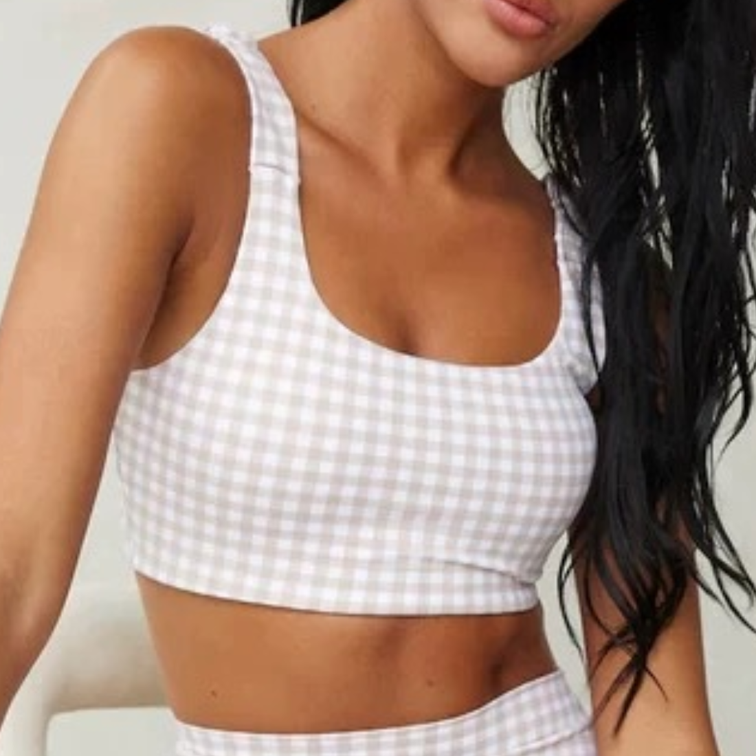 Plaid Print Sports Bra