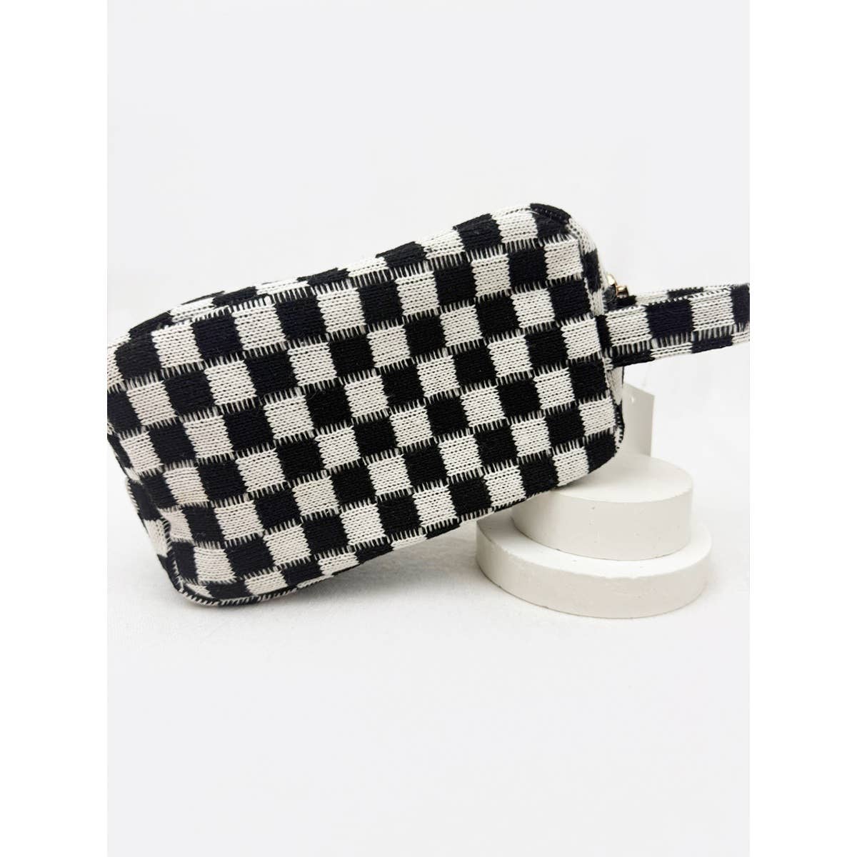 Checkered make up bag